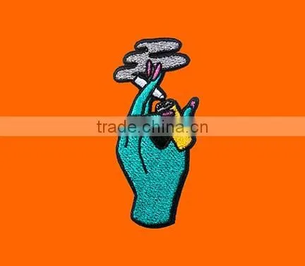 Custom high quality smoking embroidered patch for clothes embroidery patch made in china choose size/color
