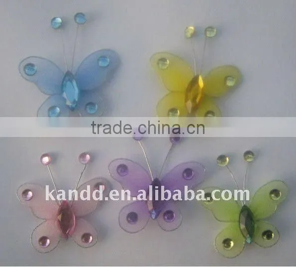 mini nylon butterfly/artificial nylon butterfly/fairy mini butterfly