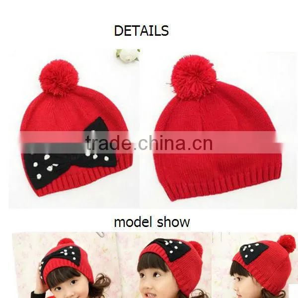 2014 Winter girl decorative red knit headwear