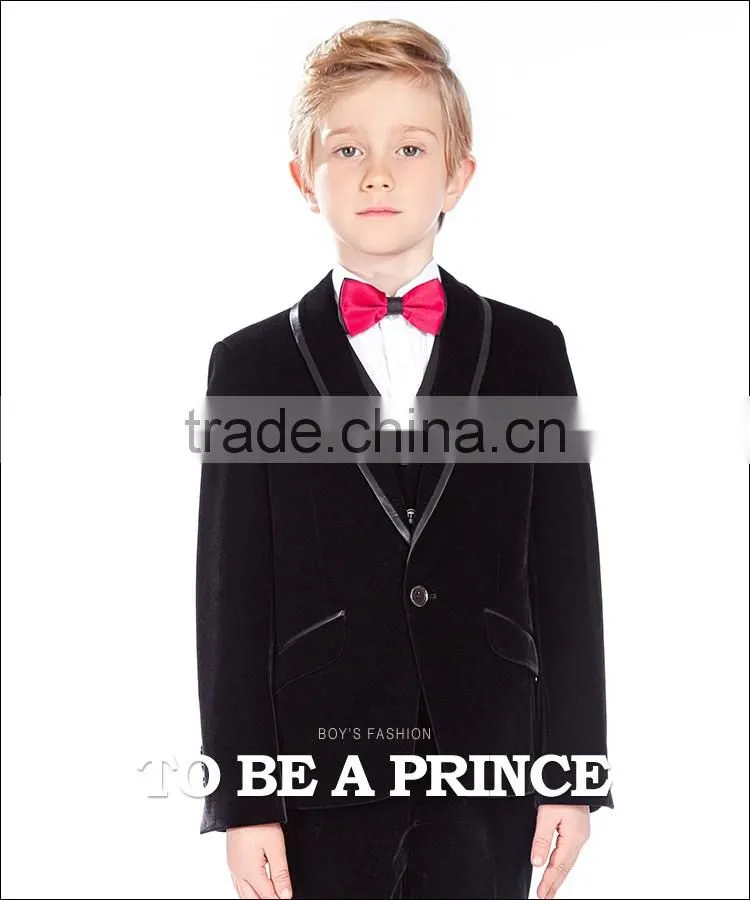 ELPA NXB0027 three pieces boy suits black wholesale velvet fabric kids tuxedo suits