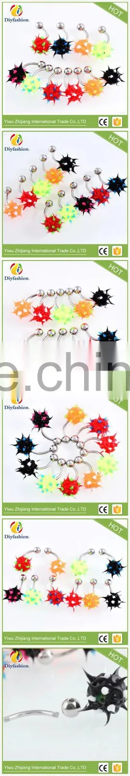 Stainless steel mixed color silicone ball shape navel ring