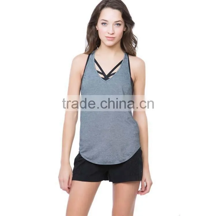 3 colors backless tight fit shirt women gym wear yoga stretch ribbed tank top custom
