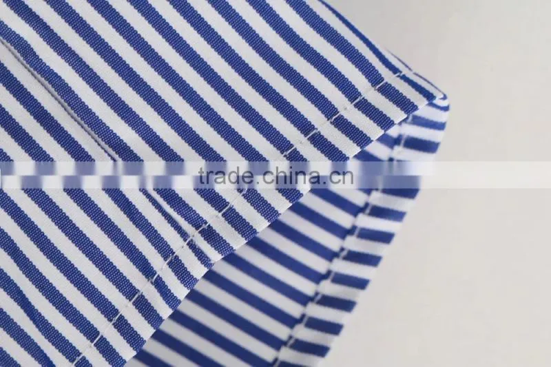 High quality Womens 100% Cotton Long sleeve Embroidery Strip Shirt