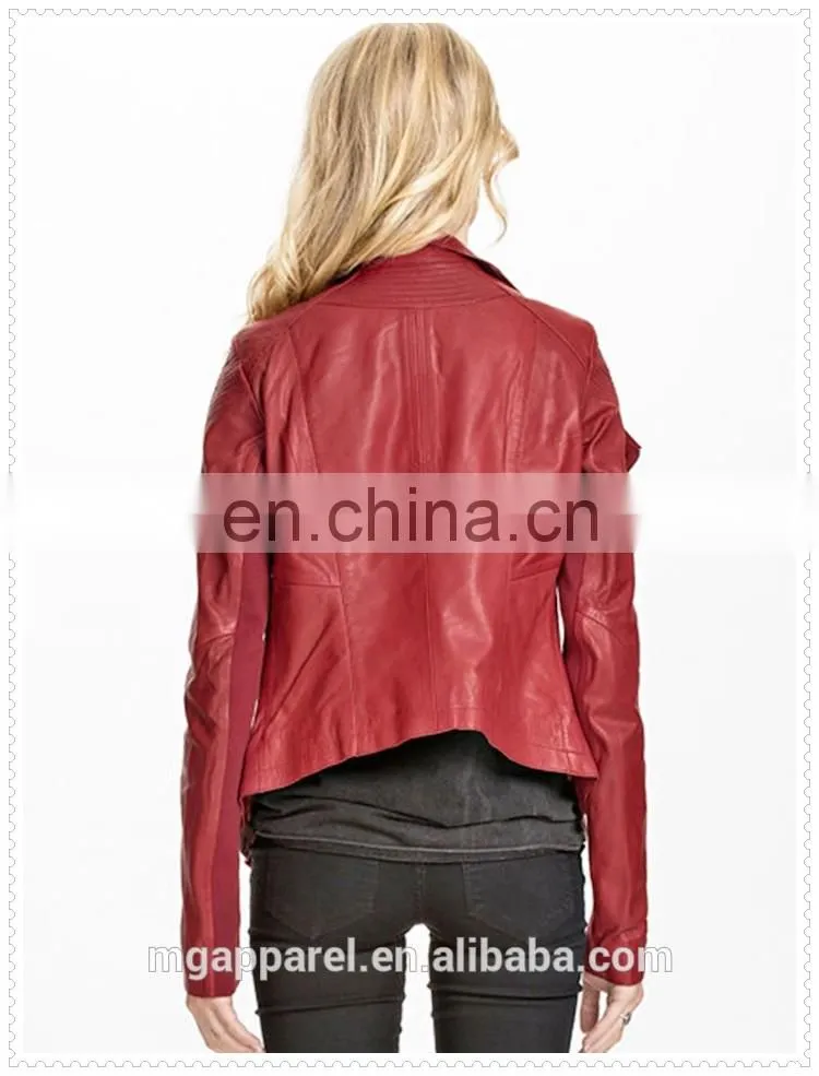 cheap price red leather usa motor jacket for women made in china OEM service