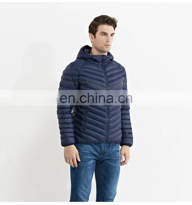 Fashion men black coat lightweight windbreaker padding down jackets