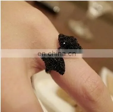 2017 New Stlye Vintage Adjustable Fully-jewelled Simulated Diamond Fashion Black Color Party Butterfly Rings For Women