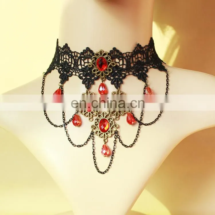 2015 latest design fashion party lace necklace lace necklace