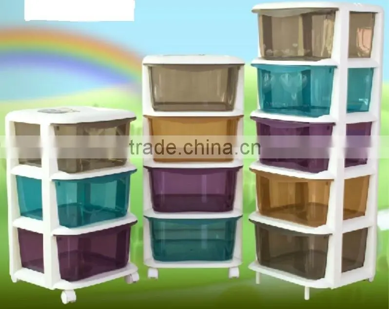 3 layers Colorful transparent plastic storage drawers