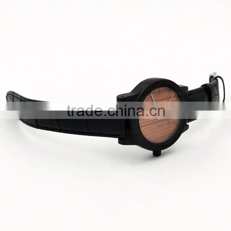Wholesale Fashion Wood Watch Men Custom Logo Wrist Watch With Genuine Leather Band
