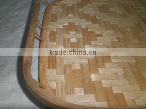 handwoven natural flat bamboo tray