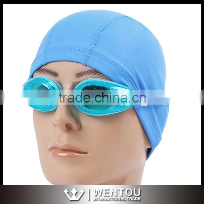 2016 New Protect Ears Long Hair Elastic Waterproof PU Fabric Sports Swimming Cap