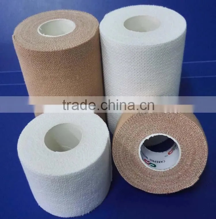 Cutted edge White and Tan color Cotton Elastic Adhesive Bandages with CE,ISO FDA