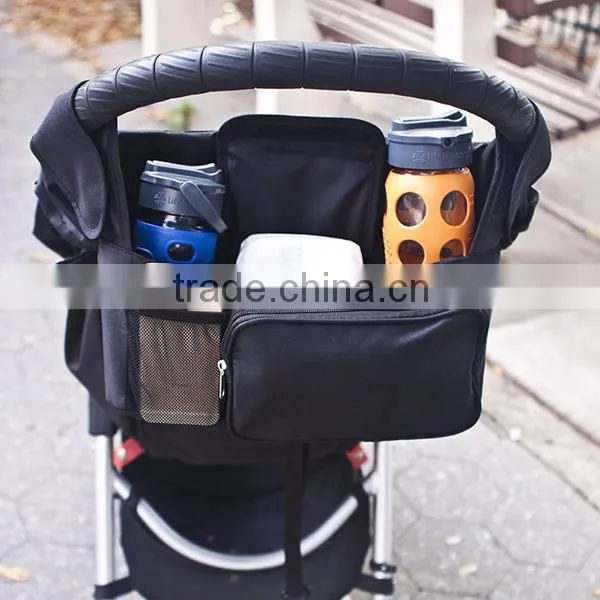 Deluxe Black Stroller Organizer/Baby Diaper Bag Stroller Organizer/Stroller Travel Carry Bag