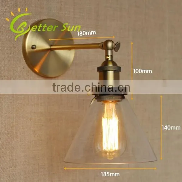 Loft Glass Shade Wall Sconce Bedside Vintage Solar Wall Light for Corridor