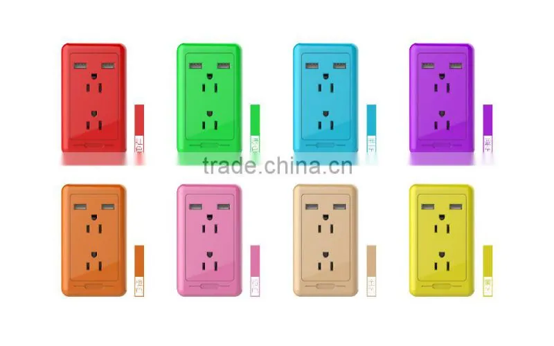 FCC Listed over voltage/current protection IC 3 pin double socket/US power socket/3 pin America female socket