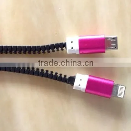 2016 hot new Best selling 2 in 1 zipper usb cable aluminum charging cable usb alibaba exoress china