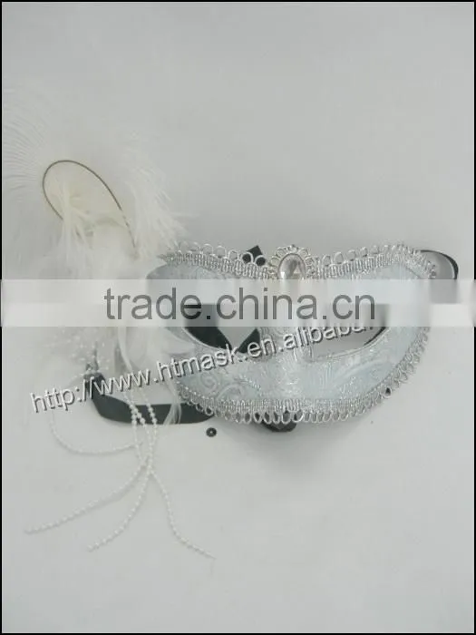 Original Rhinestone handmade chicken feather half face mask fabric rose flower mask