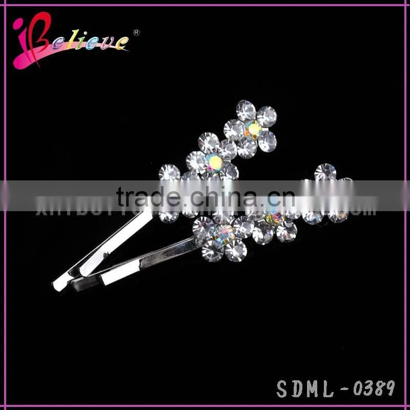 Cute cheap hair accessories wholesale diamond hair clips,flower design hair clip for women