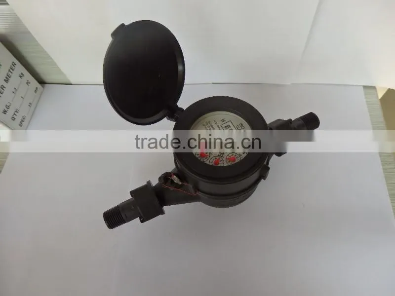 Multi jet Dry dial Nylon Plastic Water Meter With PN16 ISO4064