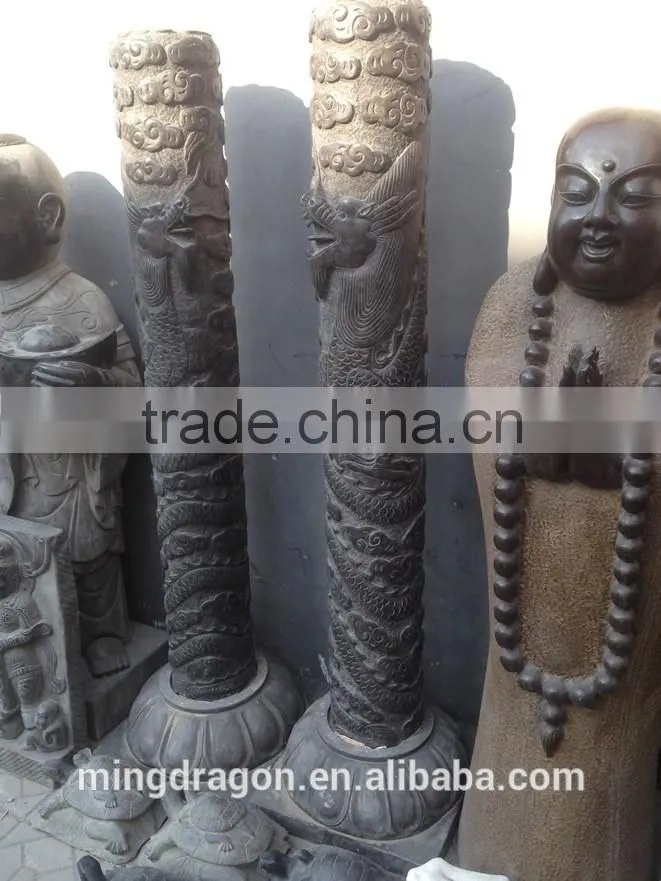 Antique garden stone dragon pillar