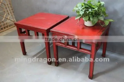 Chinese antique furniture pine recycle wood red square stool
