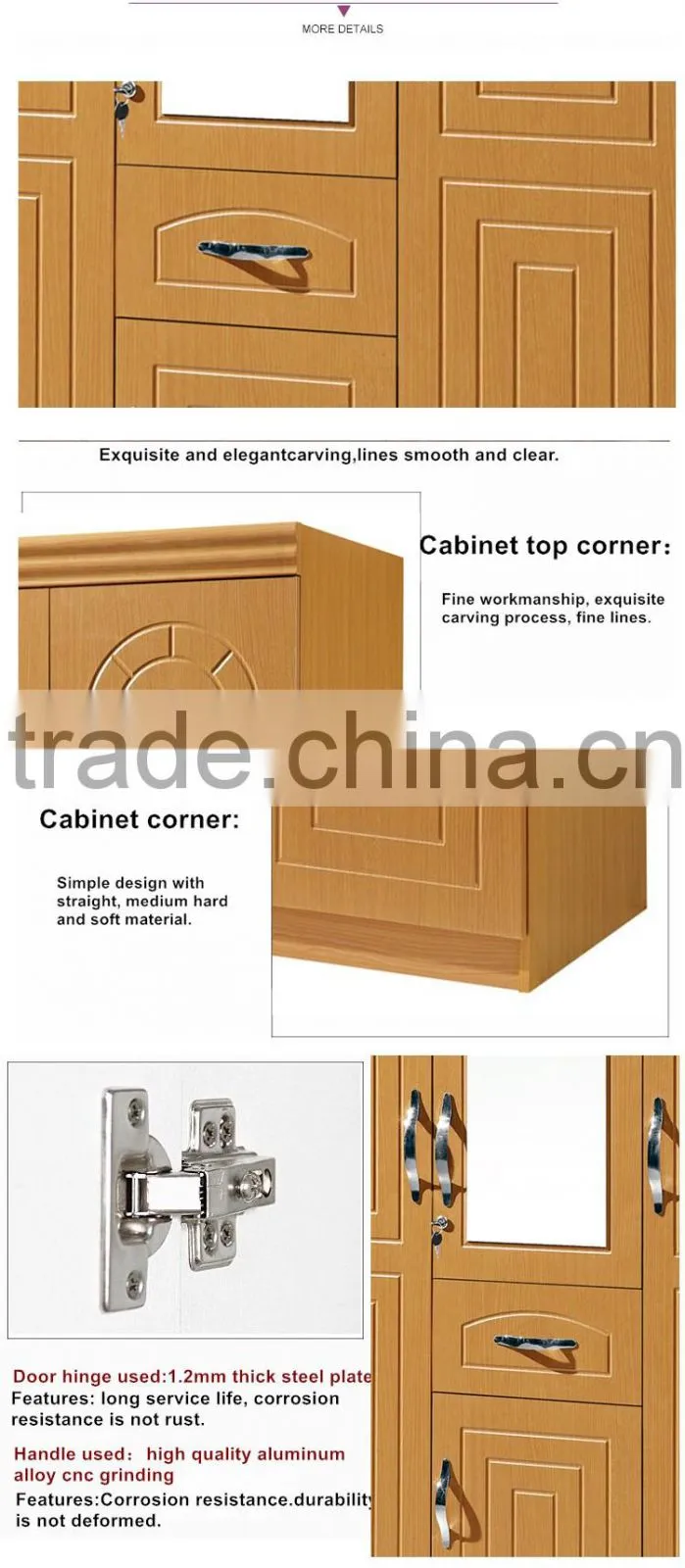 Foshan bedroom furniture wooden almirah designs cheap mirrored armoire wall mounted wardrobe with drawers