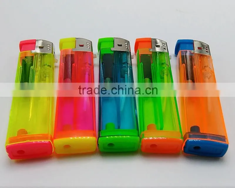 2016 Colored transparent gas lighters cigarette electronic lighter