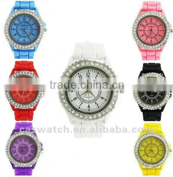 Silicone band with diamond watch for ladies