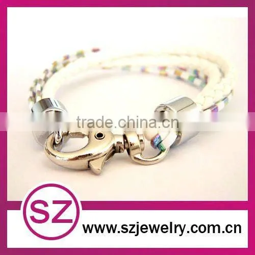 PUB0049 braided green leather vintage bracelet clasp