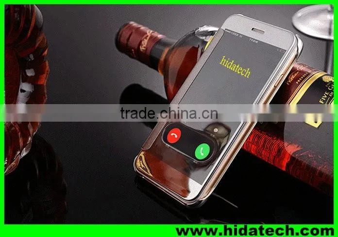 Hot selling smart visible flip leather phone case for iPhone6 6s leather pouch