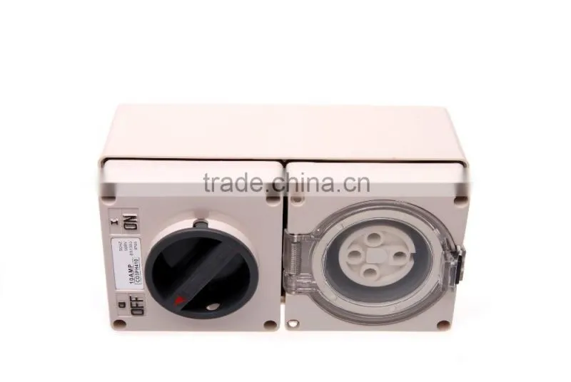 Three Phase 4 Round Pin Combo Switch & Socket 50A (Resistive Orange)