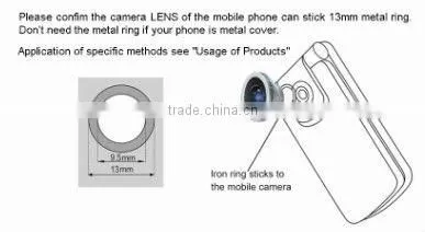Magnetic camera Lens 180 degree fisheye lens for iphone ipad samsung s3 mobile phone