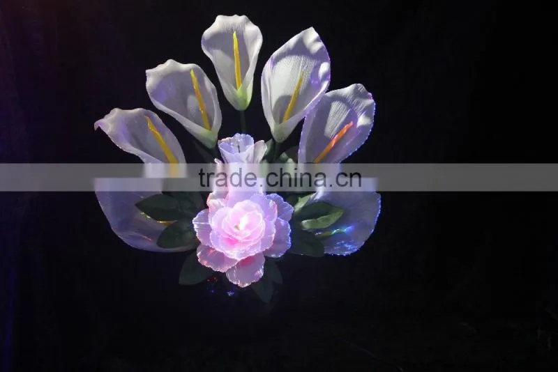 Home and wedding decor fiber optic LED Calla Lily flower light Peony flower Pot Lamp