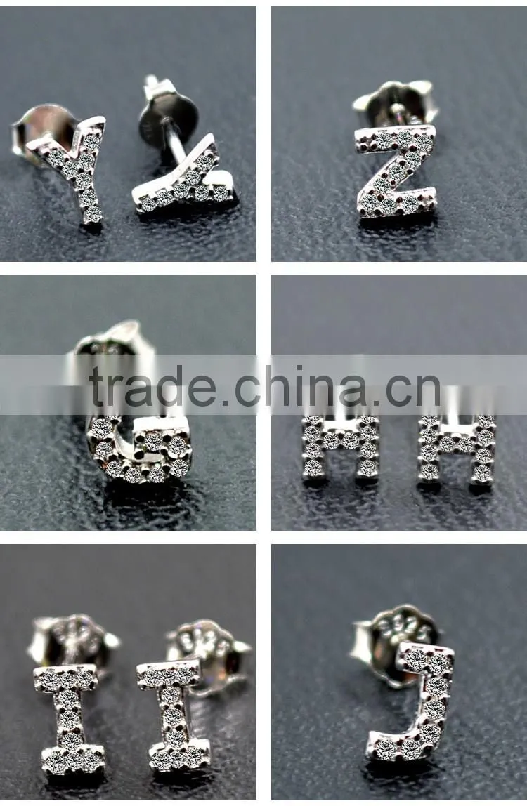 Infinite Factory Direct Sale 925 Sterling Silver earrings Letter shape A-Z silver earrings