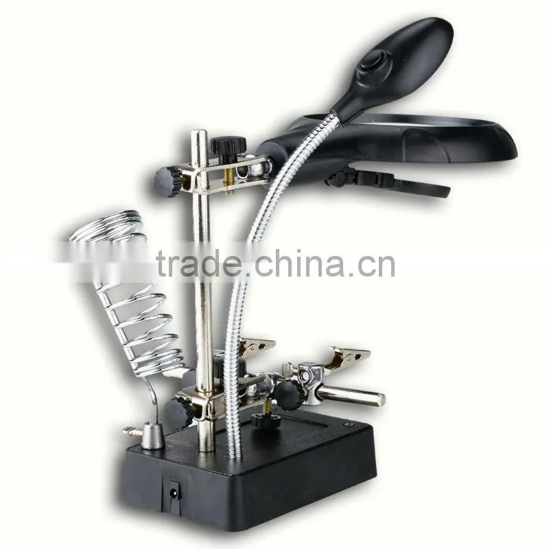 AC DC Soldering 90 34mm Stand Tool 5 LED Light Welding Magnifying Lens Magnifier