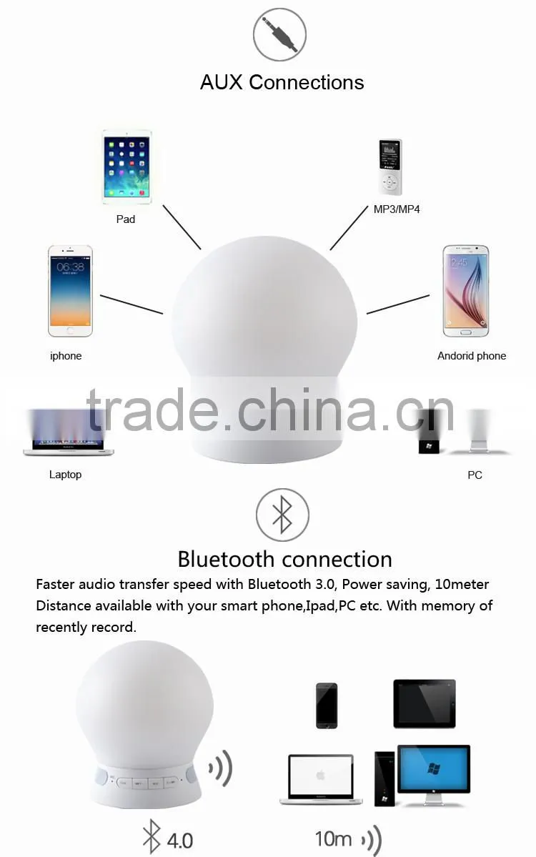 Portable Smart LED Bluetooth Light Speaker+Colorful Lamp for iPhone / Android