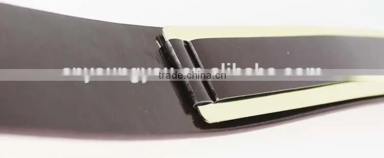2015 designer pu fashion dress belt with brown shiny PU leather in yiwu