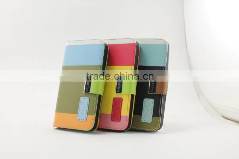 Colorful PU leather book case for iphone 5 with Card Slots inside