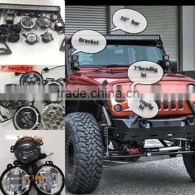 2015 Newest Emark 7inch round high/low beam headlight for Jeep Wrangler CJ TJ JK Harley Hummer Landrover