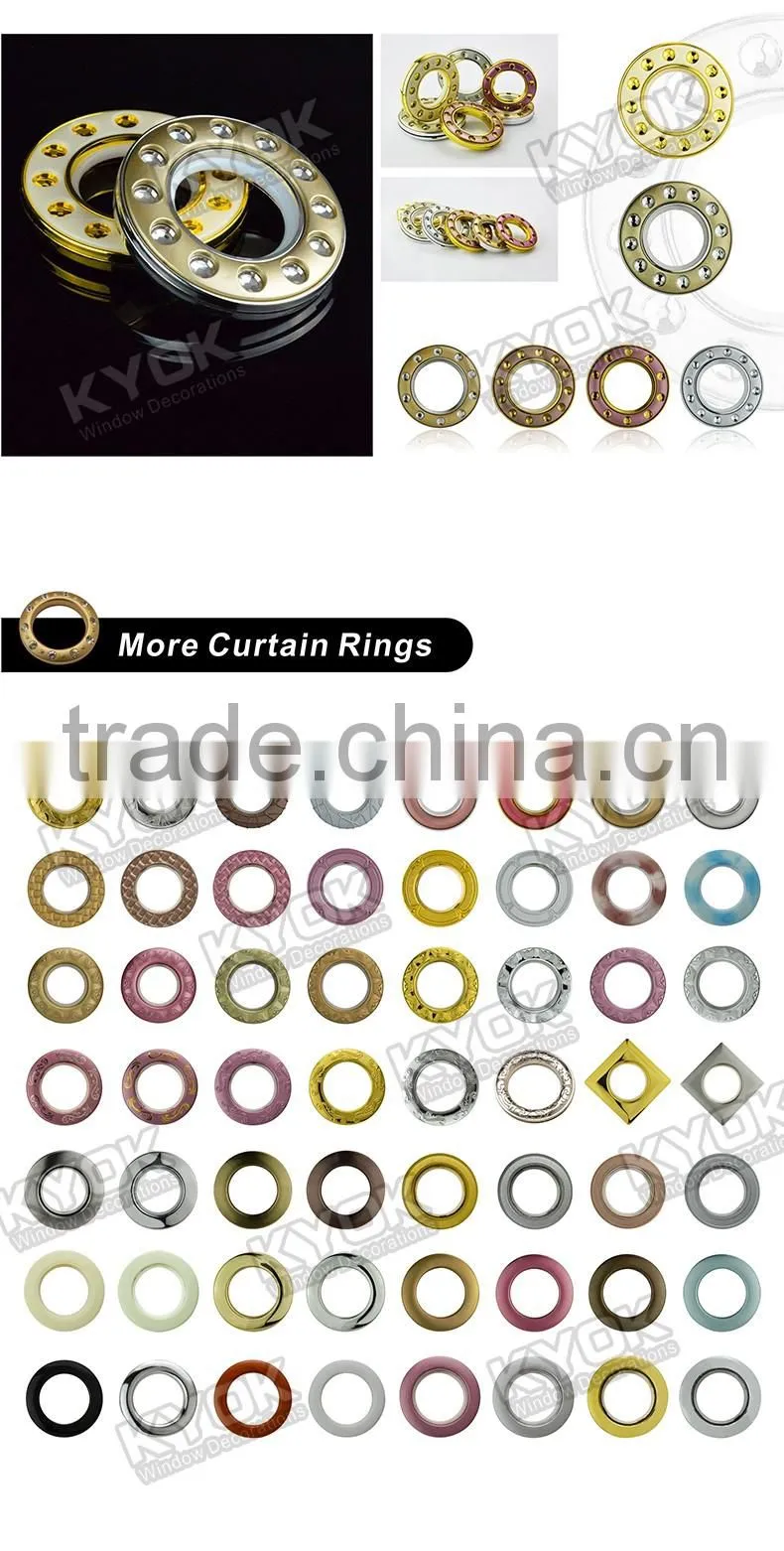 KYOK Antique Brass Metal Bay Window Passing Curtain Pole Rings Round Type,Roller Curtain Accessories 22mm Wholesale