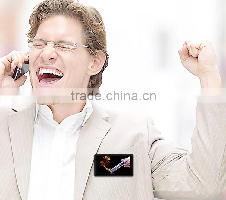 Multi-function Magnetic or hang out led video badge/ advertising name tag with Metal and plastic housing/3 inch name badge