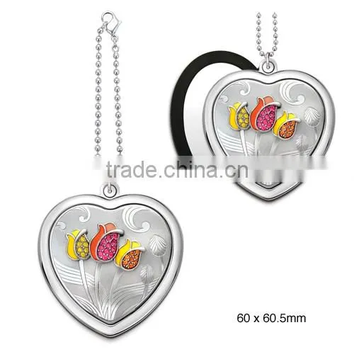 folding cosmetic silver magic make up mirror metal pocket mirror