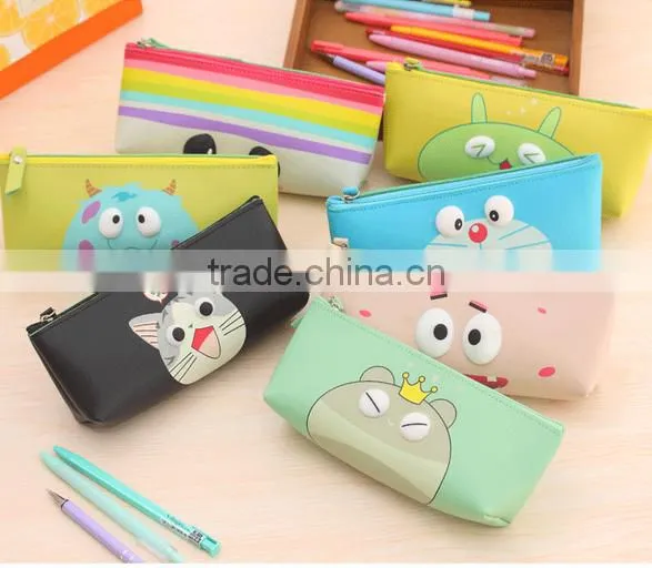 Promotion two zippers fresh pencil case made in china