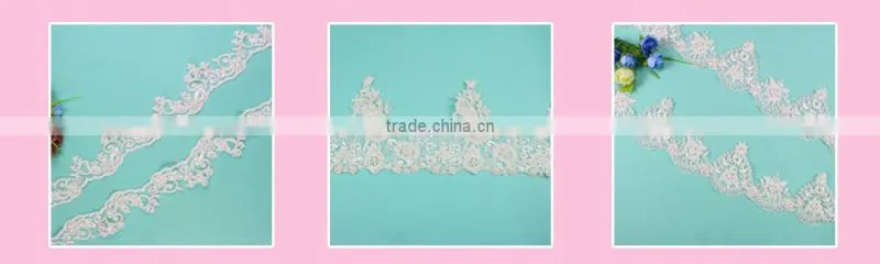 HC-2343-1 Hechun Women Embroidery Bead Polyster Corded Lace Bridal Trim