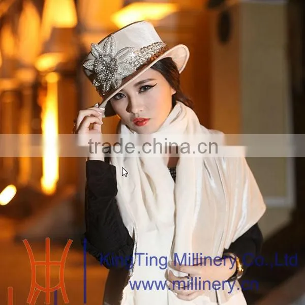 Womens Fancy Rhinestone Church Hat Hand Made Winter Velvet Hat