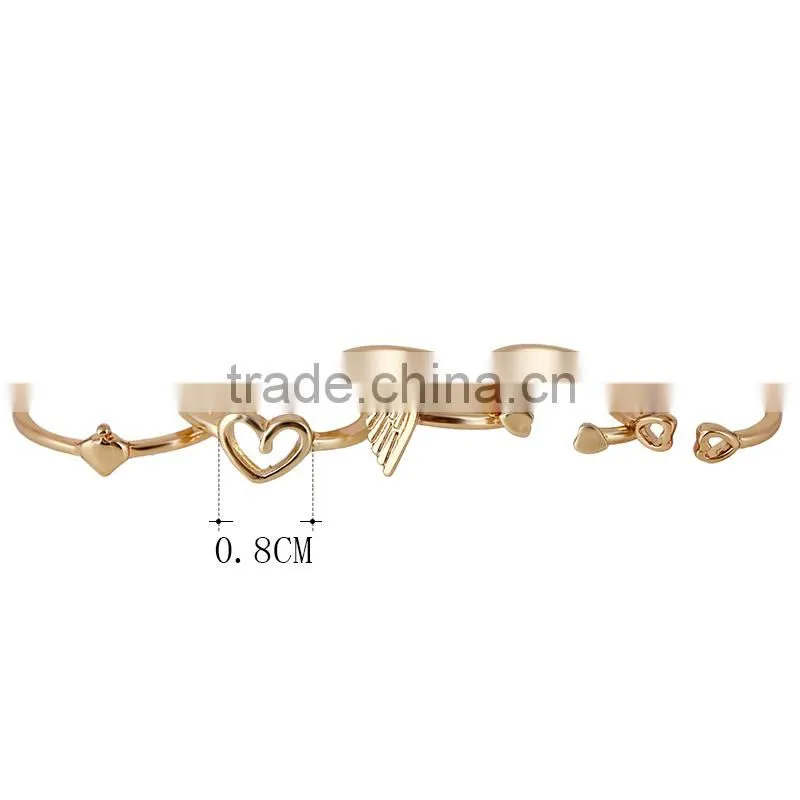 Factory Wholesale Gold jewelry Rhinestone Midi Ring Set