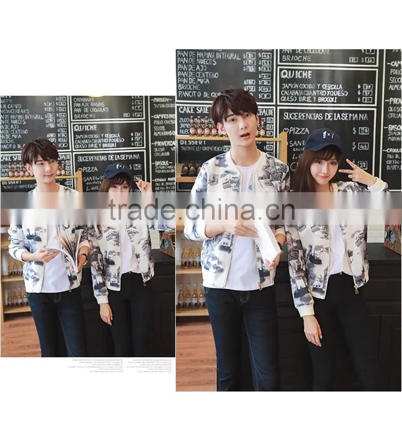 OEM Brand Young Men and Women Jackets Couples Outfits Clothing Print Zipper Cardigan Coat Baseball Outfitting