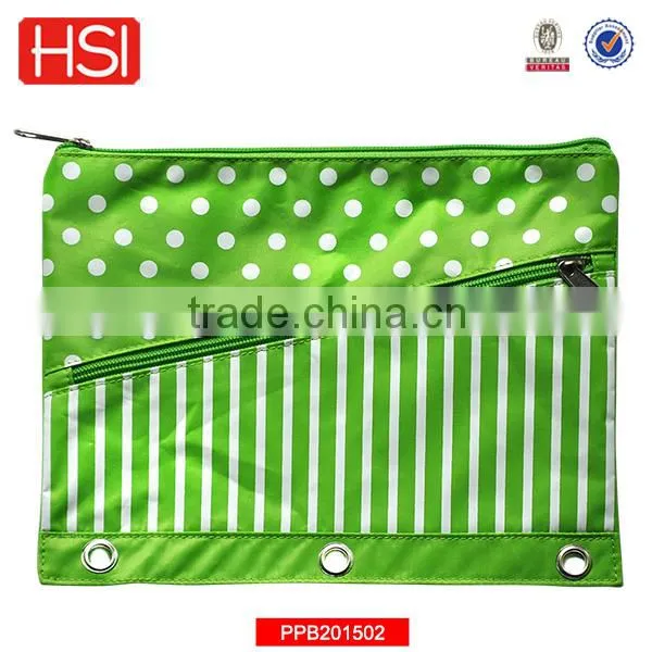 factory wholesale polyester 3 ring binder pencil pouch for girl