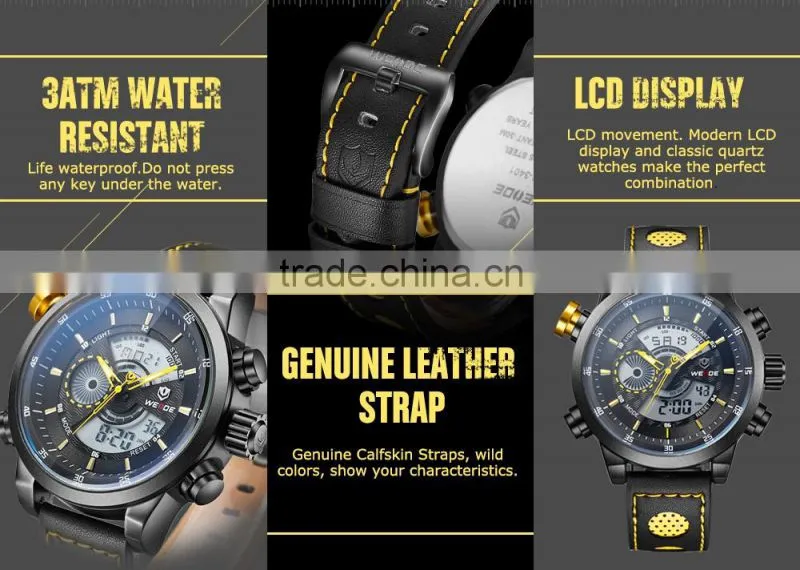 WEIDE WH3401 hot sell men watches alibaba china genuine leather watch