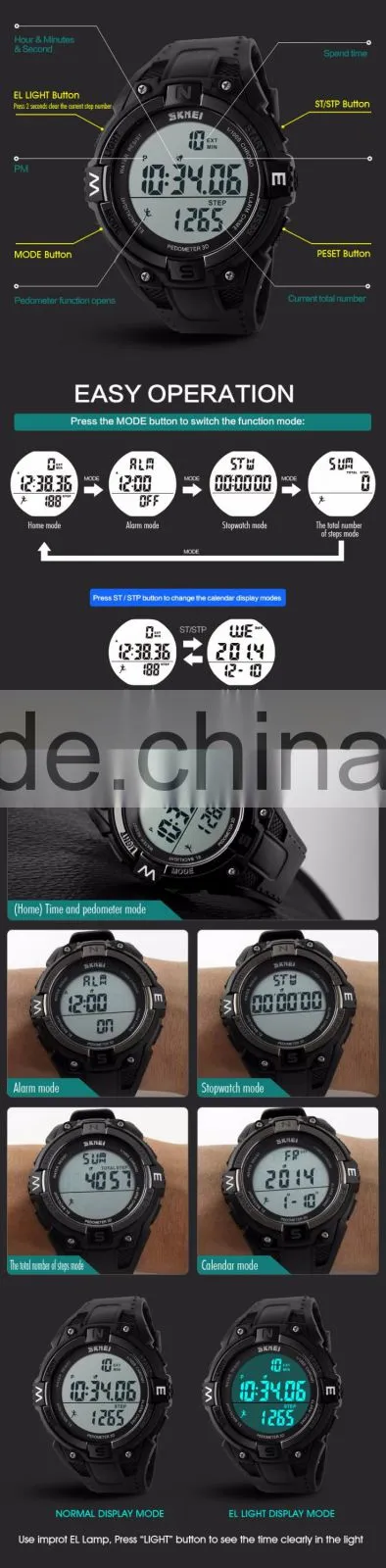 SKMEI Fashion Digital Pedometer Watch